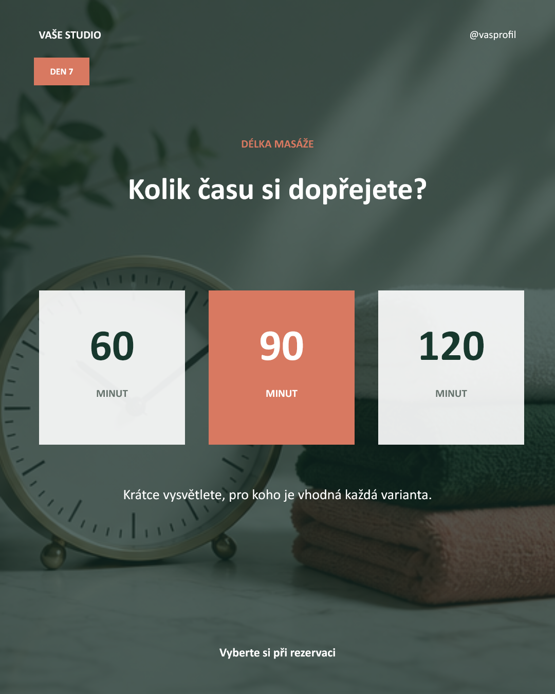 Ukázka editovatelného příspěvku pro srovnání délky masáže