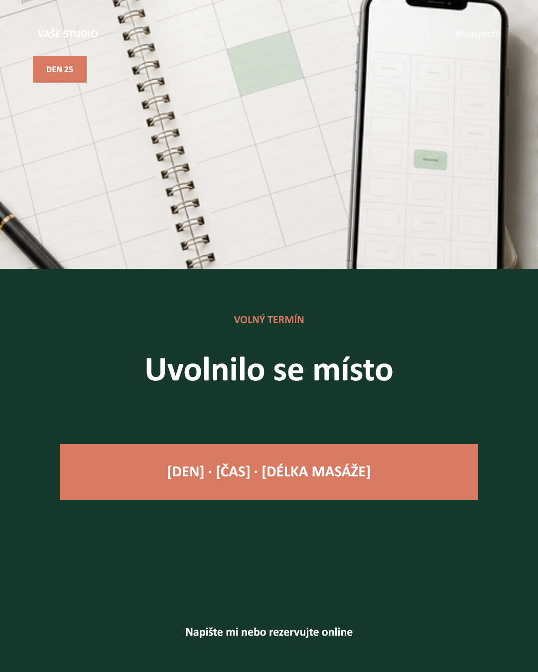 Ukázka editovatelného příspěvku pro uvolněný termín