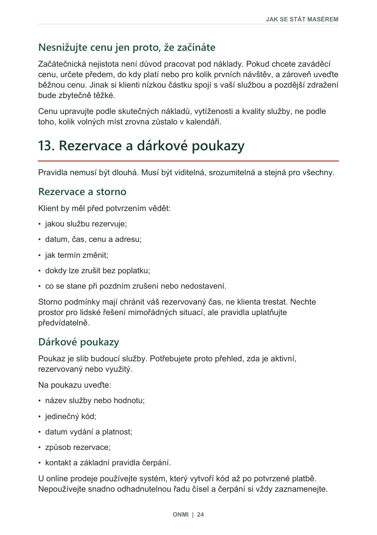 Ukázková strana e-booku o rezervacích a poukazech