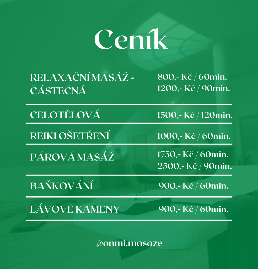 ceník masáže Uherské HRadiště